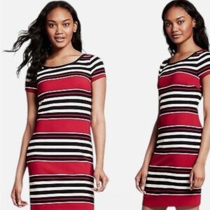 Banana Republic Multi Stripe Ponte Knit Knee Length Mini Sheath Dress Size 6